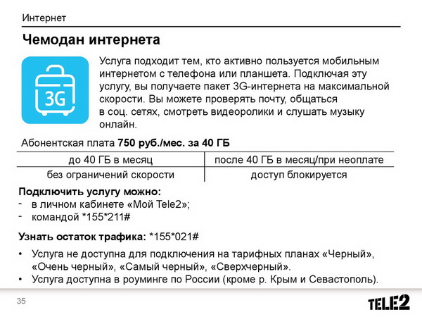 Услуга «Чемодан интернета» от Теле2