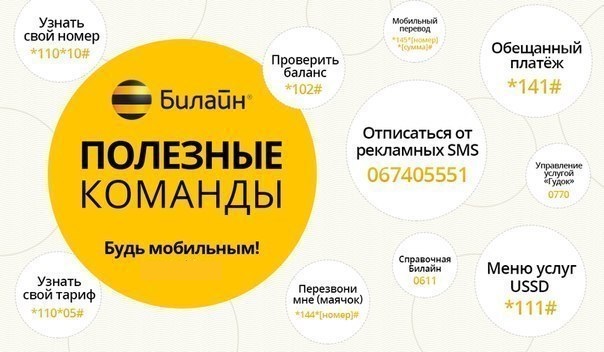 Список USSD-команд оператора Билайн.