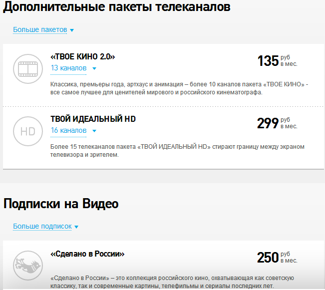 Пакеты телевидения Ростелеком Пакеты телевидения Ростелеком