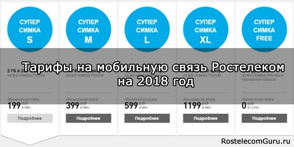 Обзор тарифов сотовой связи Ростелеком на 2018 год